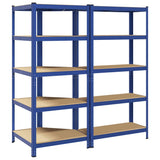 2 Piece 5-Layer Shelves Set Blue Steel&Engineered Wood 3307625