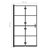 Folding Shower Enclosure ESG 80x140 cm Black 150743