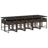 11 Piece Garden Dining Set with Cushions Brown Poly Rattan 3211293