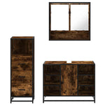 ZNTS 3 Piece Bathroom Furniture Set Smoked Oak Engineered Wood 3301062