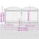 Fence gate with Lock Grey 400 x 200 cm Steel 42008945