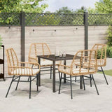 Garden Dining Set 5 pcs Brown Poly Rattan 3380863