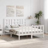Bed Frame without Mattress White King Size Solid Wood Pine 3191977