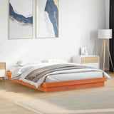 LED Bed Frame without Mattress Wax Brown 150x200 cm King Size Solid Wood 844415