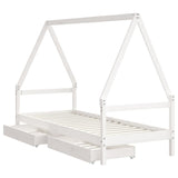 Kids Bed Frame with Drawers White 80x200 cm Solid Wood Pine 834466