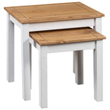 Nesting Tables 2 pcs White Solid Pine Wood Panama Range 282678
