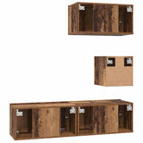TV Cabinet Set Wall-mounted 4 pcs Old Wood Engineered Wood 3393147