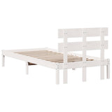 Bed Frame with Headboard White 100 x 200 cm Solid Pine wood 872141
