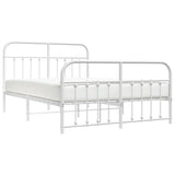 Metal Bed Frame without Mattress with Footboard White 135x190cm 352644