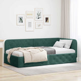 Corner Bed Frame with Headboard Dark Green 100 x 200 cm Velvet 42016545