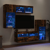 5 Piece TV Wall Units with LED Smoked Oak Engineered Wood 3216729
