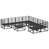 Garden Sofa Set with Cushion 9 pcs Black Steel 3378949