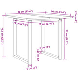 ZNTS Dining Table O-Frame 90x90x75.5 cm Solid Wood Pine and Steel 3282740