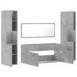 ZNTS 4 Piece Bathroom Furniture Set Concrete Grey Engineered Wood 3308539