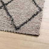 Shaggy Rug PAMPLONA High Pile Modern Beige and Anthracite 160x160 cm 375390