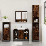 3 Piece Bathroom Furniture Set Smoked Oak Engineered Wood 3301002