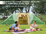 Large Camping Tent Tunnel Tent with 2 Bedroom and Living Area, 2000mm Waterproof, Portable with Bag T3398P349002