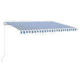 Manual Retractable Awning with LED 400x300 cm Blue and White 3068901