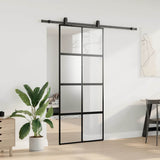 Sliding Door with Hardware Set Black 90x205 cm Tempered Glass 3375893
