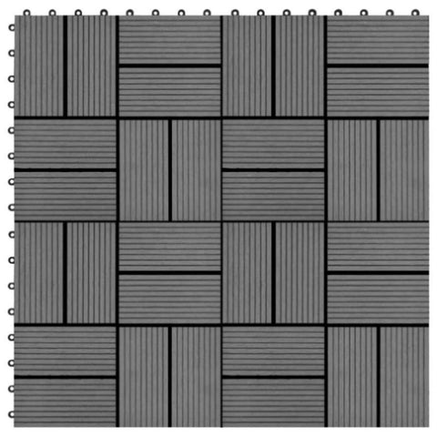 22 pcs Decking Tiles 30x30 cm 2 sqm WPC Grey 277807