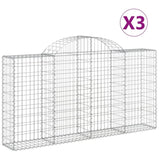 Arched Gabion Baskets 3 pcs 200x30x100/120 cm Galvanised Iron 3146111