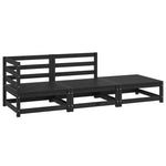 3 Piece Garden Lounge Set Black Solid Wood Pine 805704