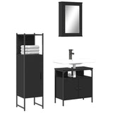 ZNTS 3 Piece Bathroom Furniture Set Black Engineered Wood 3214815