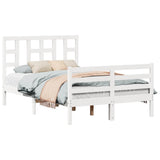 Bed Frame without Mattress White Small Double Solid Wood Pine 3193892