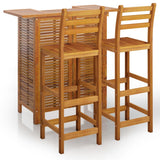 Garden Bar Set Natural Wood Solid Acacia Wood Compact Footrest 3115998