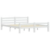 Bed Frame White Solid pinewood, plywood 160x200 cm Durable 322072