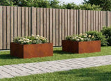 Garden Planter 2 pcs Rusty 100 x 100 x 40 cm Weathering Steel 8005133
