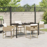 Garden Dining Set with Cushion 5 pcs Beige Poly Rattan 3380022
