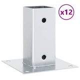 Post Bases Square 12 pcs Silver 71x71 mm Galvanised Steel 42000007