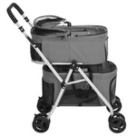 2-Layers Folding Dog Stroller Grey 83x48x97 cm Oxford Fabric 172205