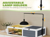 Tortoise Table with Adjustable Lamp Holder, Wooden Tortoise House w/ Openable Lids, Pull-Out Trays T3398P376101