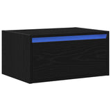 Wall-mounted Bedside Cabinet with LED Lights Black Oak 860213
