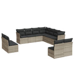 ZNTS 11 Piece Garden Sofa Set with Cushions Light Grey Poly Rattan 3217822