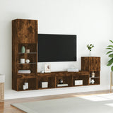 4 Piece TV Wall Units with LED Smoked Oak Engineered Wood 3216665