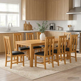 Dining Set 9 pcs Black Solid Oak Wood 3430409