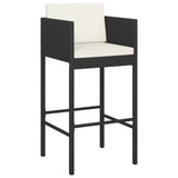 Bar Stool Set of 4 Black Poly Rattan, Powder-Coated Steel 316676