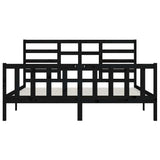 Bed Frame without Mattress Black 200x200 cm Solid Wood Pine 3107637