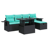 6 Piece Garden Sofa Set with Cushions Grey Poly Rattan Acacia 3327847