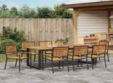 Garden Dining Set 9 pcs Black Solid Acacia Wood 3365469