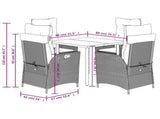 5 Piece Garden Dining Set with Cushions Grey Poly Rattan 3213305