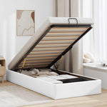 Ottoman Bed Frame without Mattress White Single Faux Leather 3310828