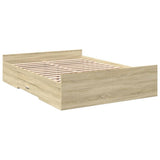 Bed Frame with Drawers without Mattress Sonoma Oak 135x190 cm Double 3280316