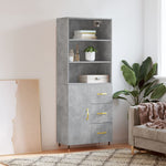 Highboard Concrete Grey 69.5x34x180 cm Engineered Wood 3189425
