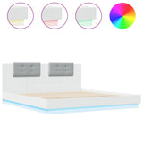 Bed Frame White Engineered wood, Plywood Double Bed Frame 3209996