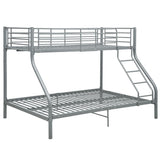 Bunk Bed Grey Powder-Coated Steel Twin and Full Durable 287904