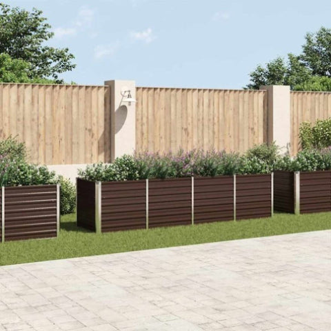Garden Raised Bed Brown 320x80x77 cm Galvanised Steel 45715